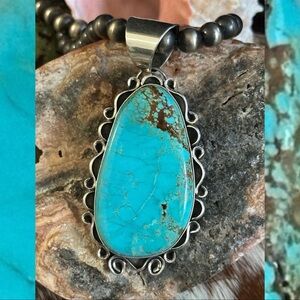 Navajo Number 8 Turquoise Me' Dru Nelson sterling silver statement pendant